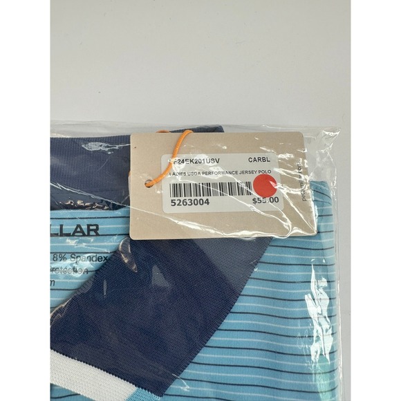 Peter Millar Mens XL US Open Pinehurst Golf Polo Shirt Blue Stripe Performance - Picture 2 of 4